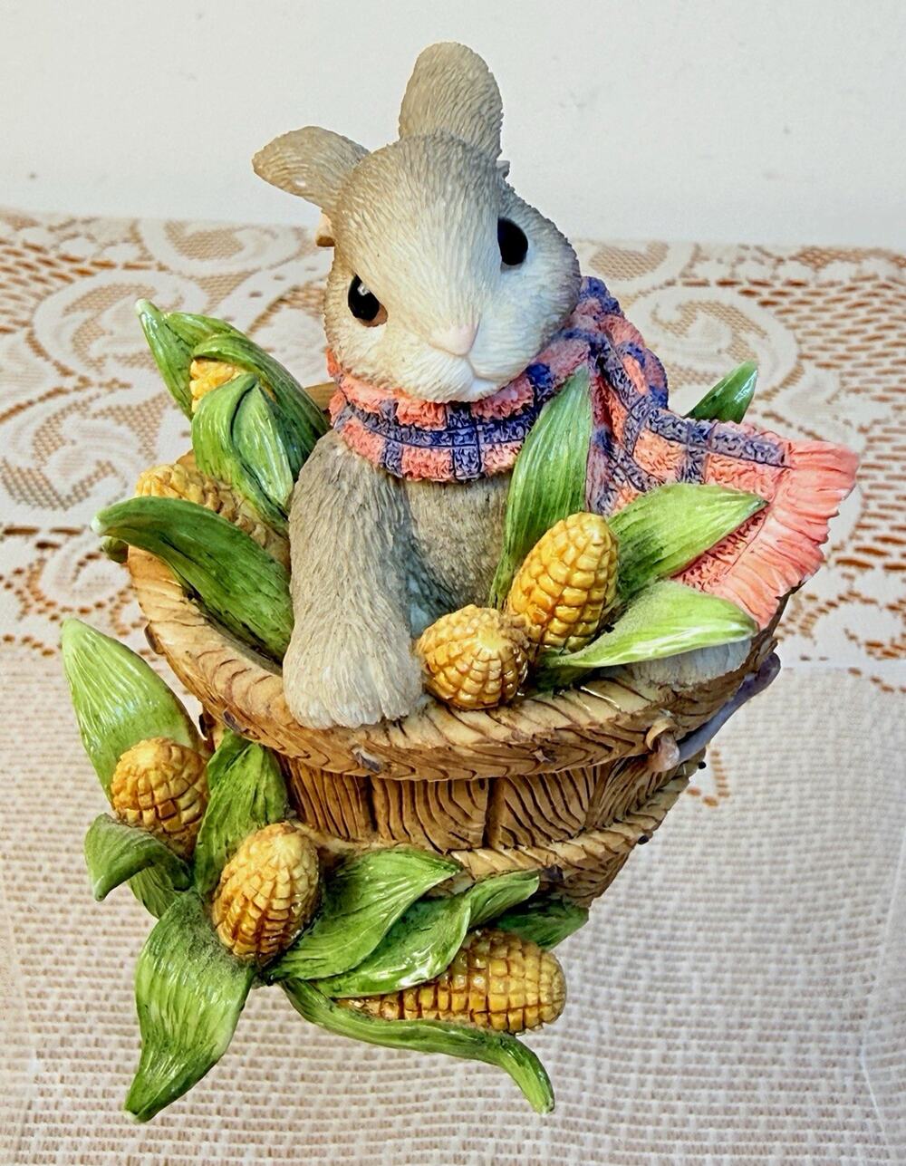 Priscilla Hillman Resin Rabbit Figurine "A Sweet Basket Of Blessings"